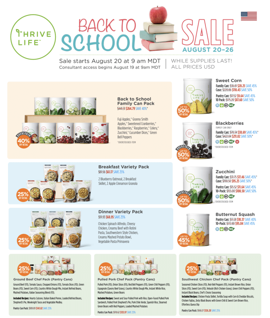 thrive life 2024 back to school sale flyer.